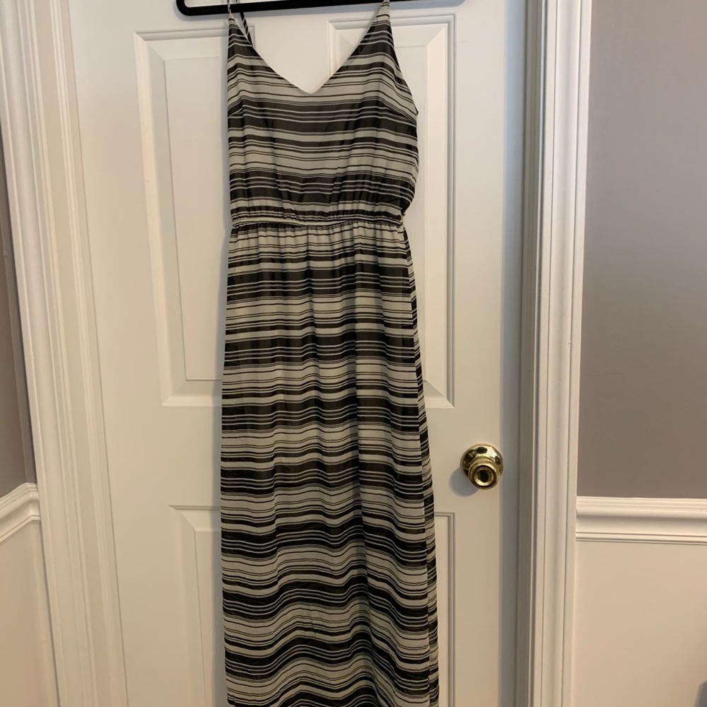 Black and white striped maxi dress
